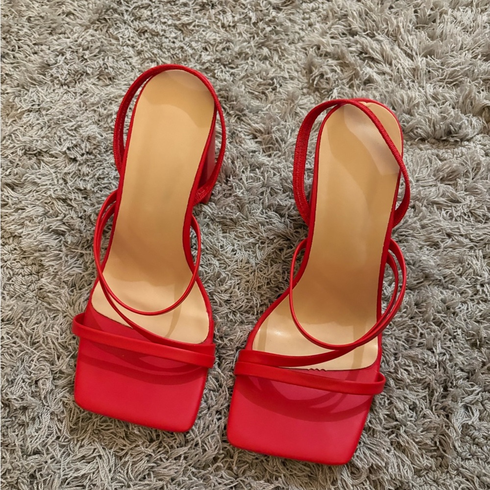 Chic Red Strappy Heels for Women